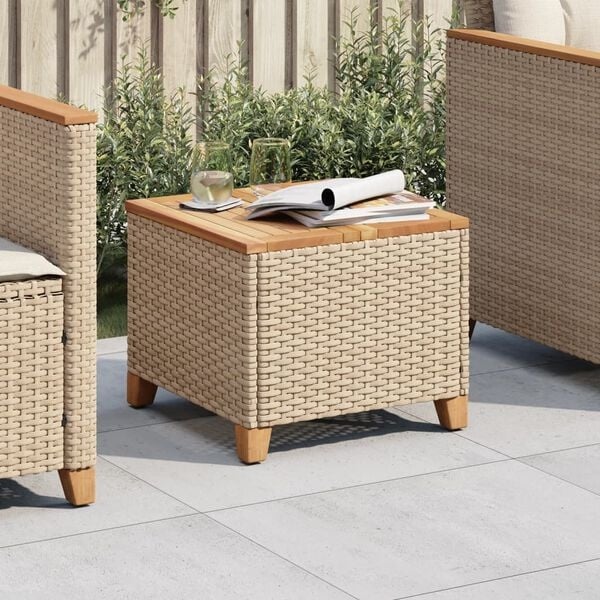 Table de jardin rotin et acacia 45x45 cm - 33% de remise