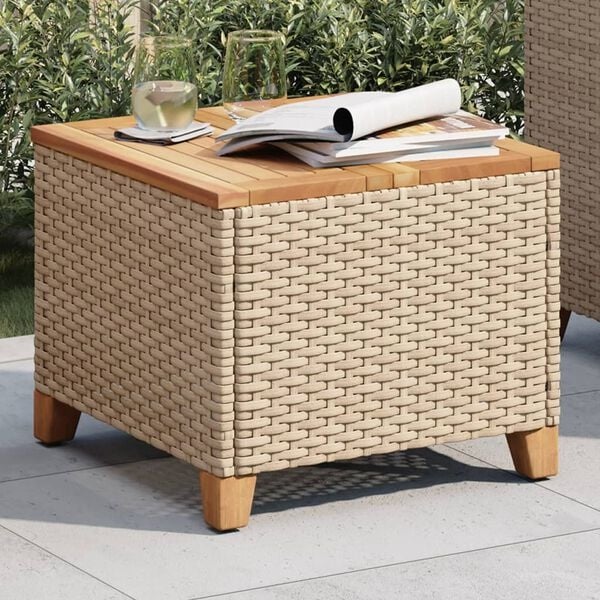 Table de jardin rotin et acacia 45x45 cm - 33% de remise