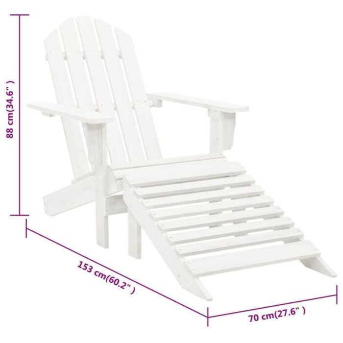 Chaise de jardin avec repose-pieds - Blanche - 34% de remise