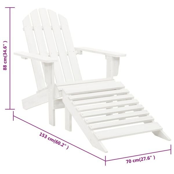 Chaise de jardin avec repose-pieds - Blanche - 34% de remise