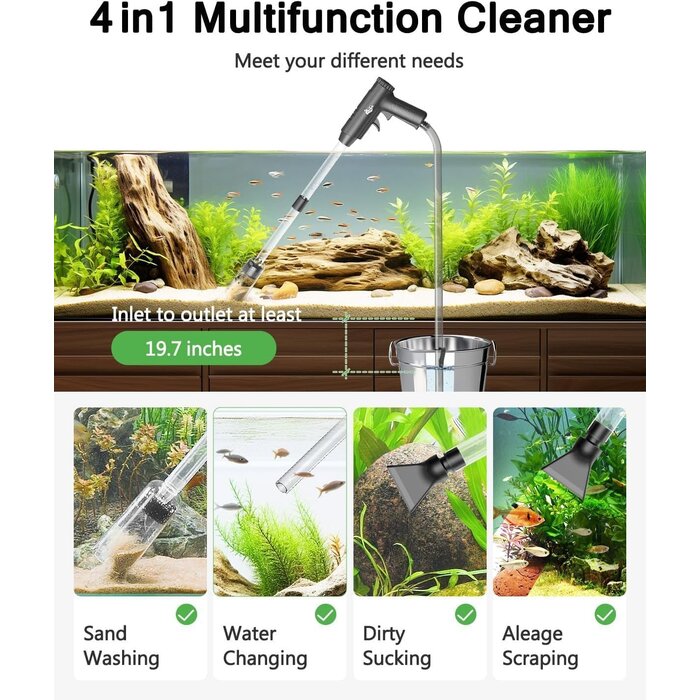 Kit nettoyeur d'aquarium 4-en-1 multifonction - 30% de remise