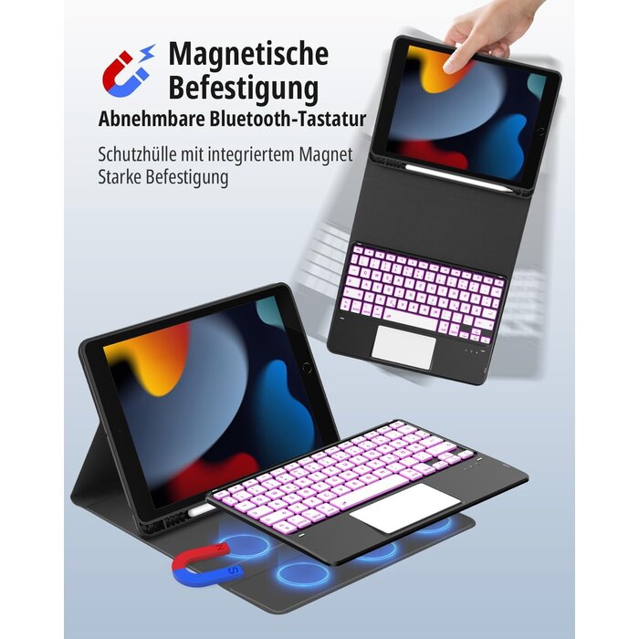 Étui clavier pour iPad 10.2 avec pavé tactile - Noir - 30% de remise