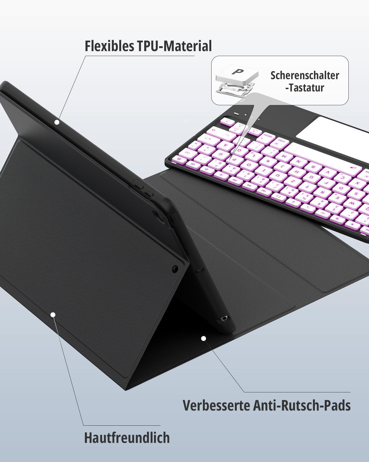 Étui clavier pour iPad 10.2 avec pavé tactile - Noir - 30% de remise