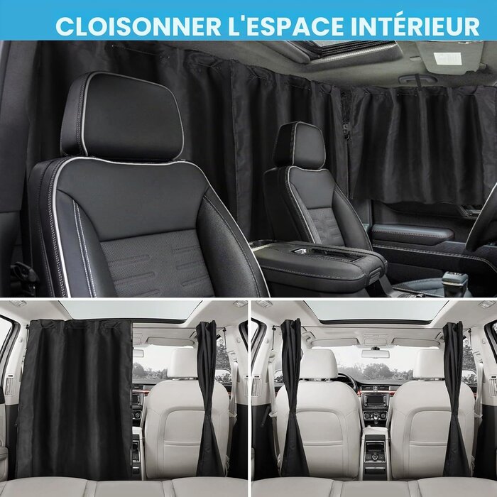 Set 3 rideaux occultants voiture et camping-car daim noir - 31% de remise