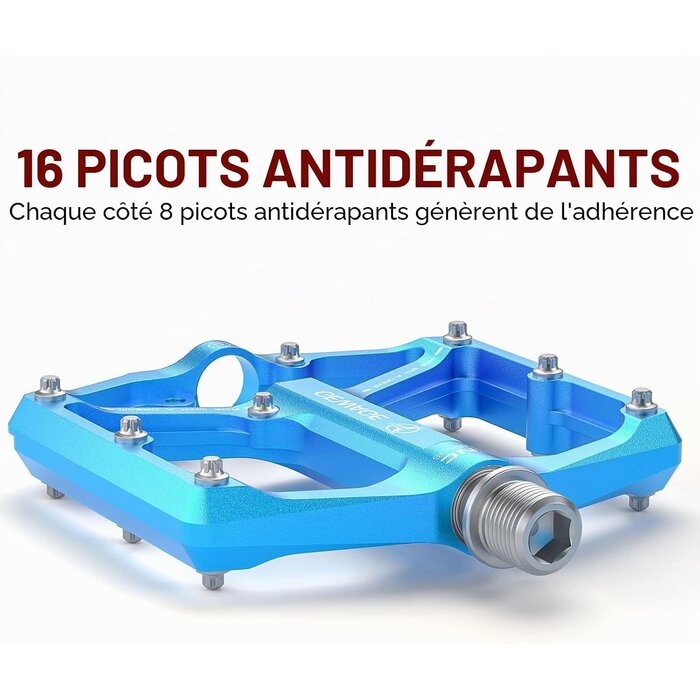 Pédales VTT et Route Aluminium Bleu - 3 Roulements - 31% de remise