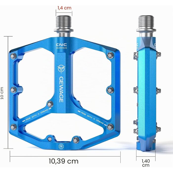 Pédales VTT et Route Aluminium Bleu - 3 Roulements - 31% de remise