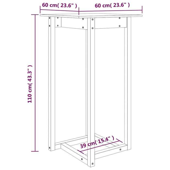 Table de bar en bois de pin massif 60x60x110 cm - 34% de remise