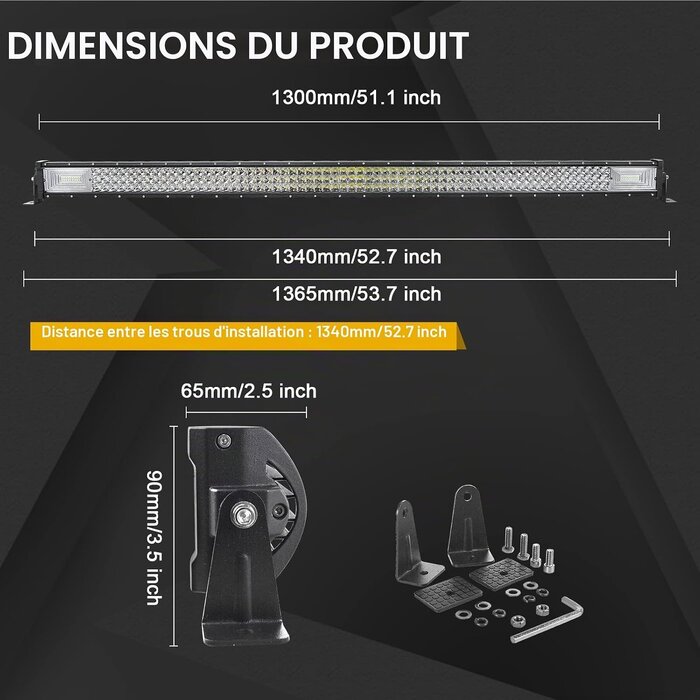 Kit Barre LED 675W et projecteurs 132cm - 34% de remise
