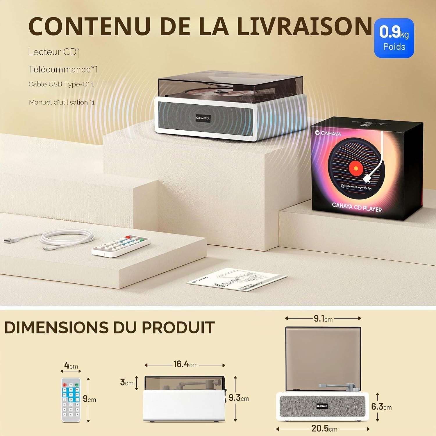 Lecteur CD Portable avec Bluetooth 5.4 et HiFi - 33% de remise