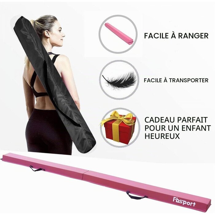 Poutre d'équilibre pliable 300 cm rose - 34% de remise