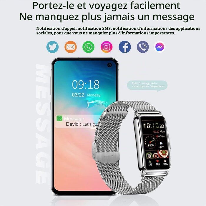 Montre connectée femme rose - 1,47 pouce - IP68 - 28% de remise