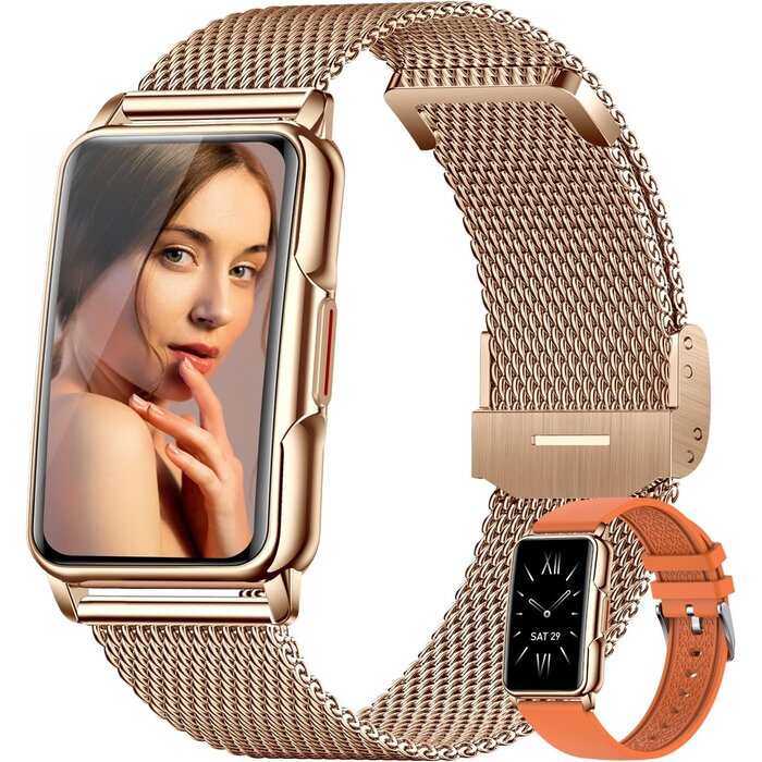 Montre connectée femme rose - 1,47 pouce - IP68 - 28% de remise