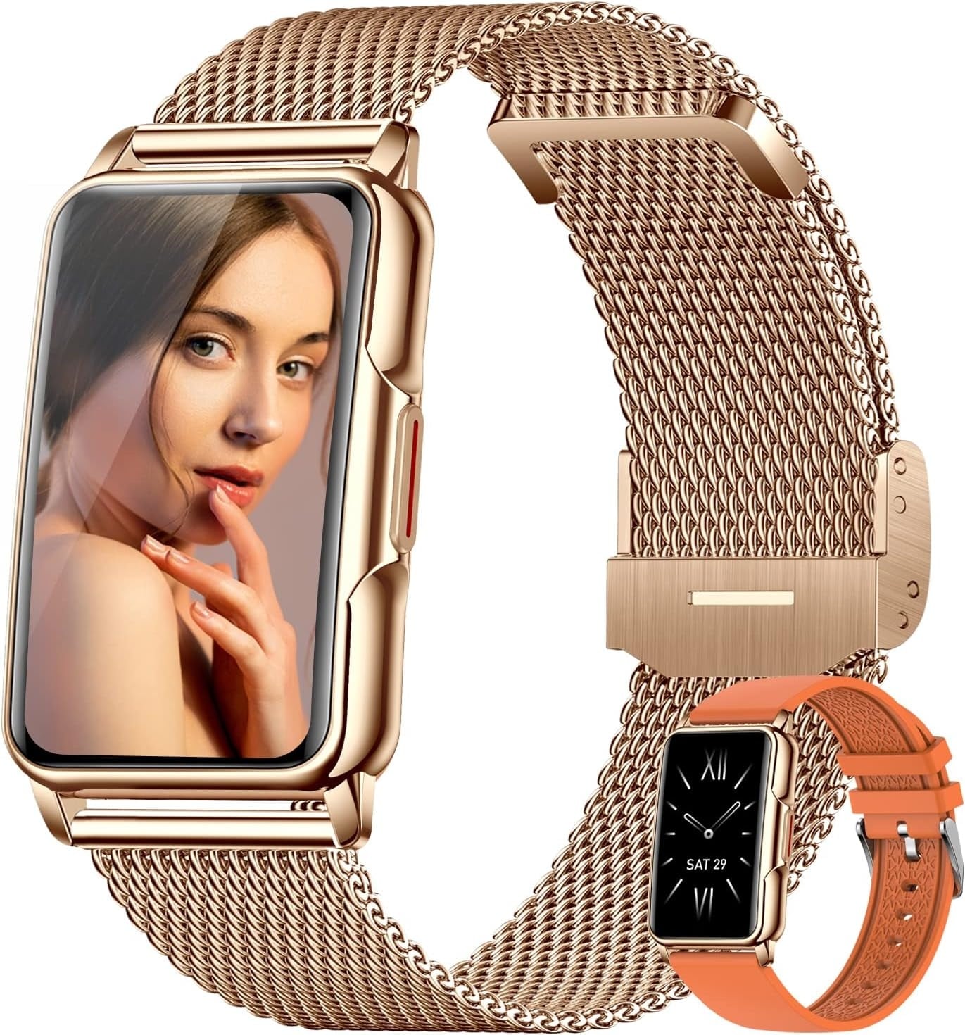Montre connectée femme rose - 1,47 pouce - IP68 - 28% de remise