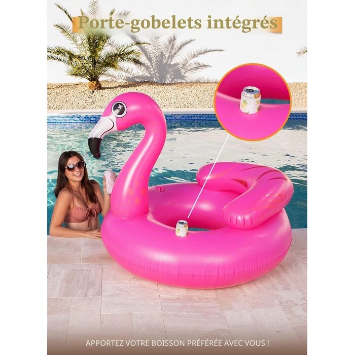 Bouée Flamant Rose Géante avec Porte-Gobelets - 29% de remise