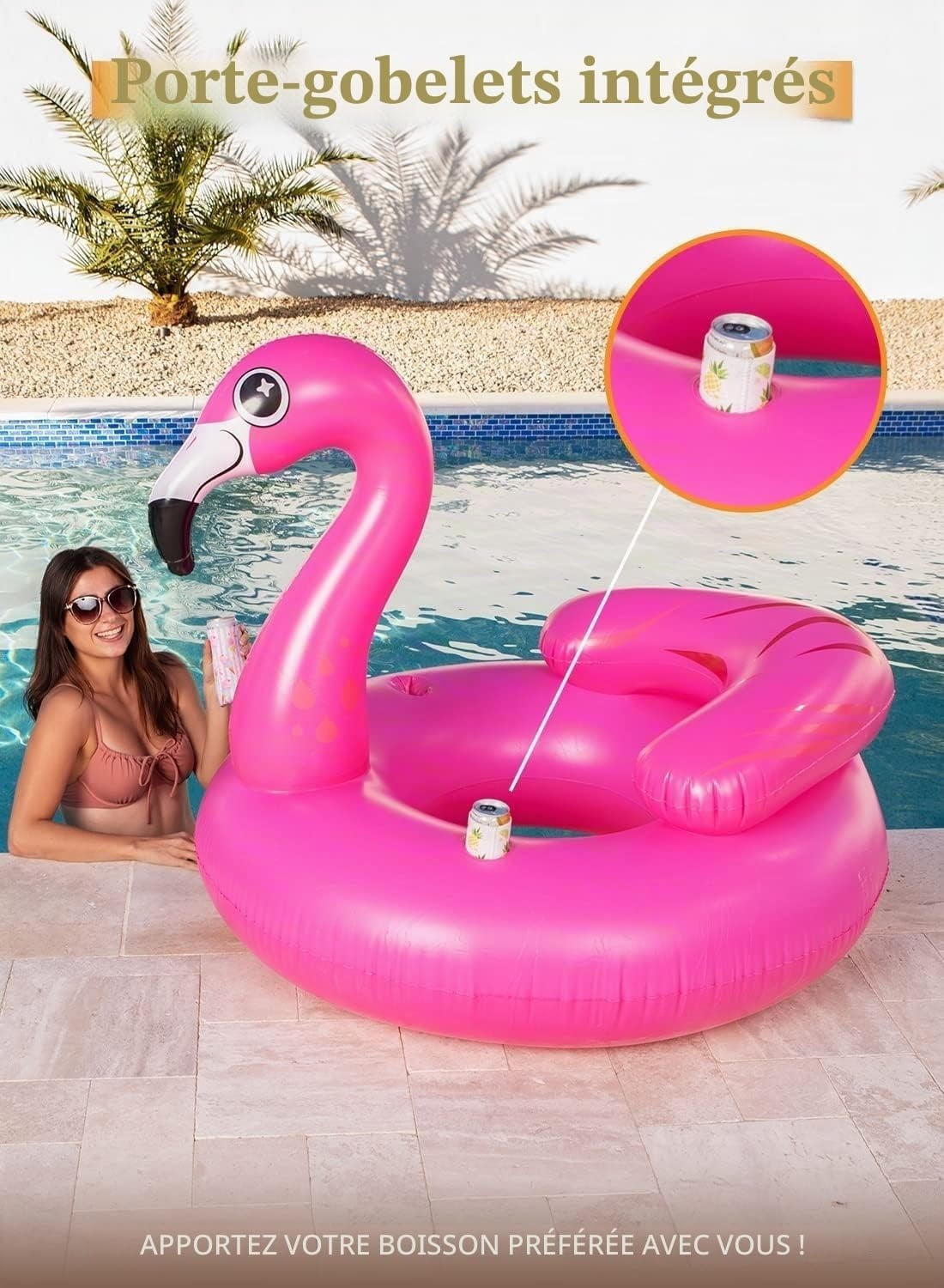 Bouée Flamant Rose Géante avec Porte-Gobelets - 29% de remise