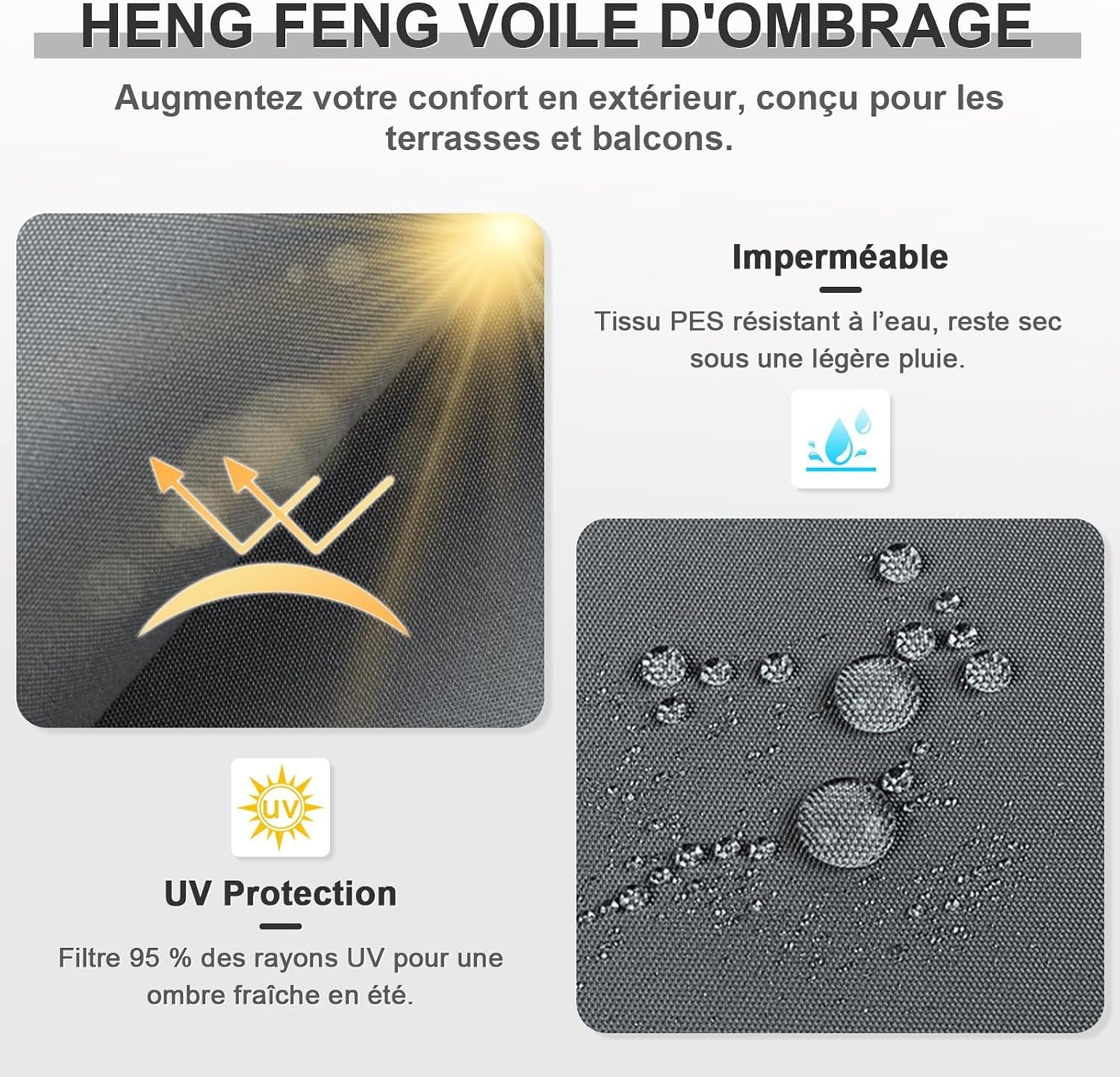Voile d'ombrage rectangulaire 4x5m anthracite - 34% de remise