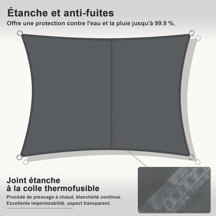 Voile d'ombrage rectangulaire 4x5m anthracite - 34% de remise