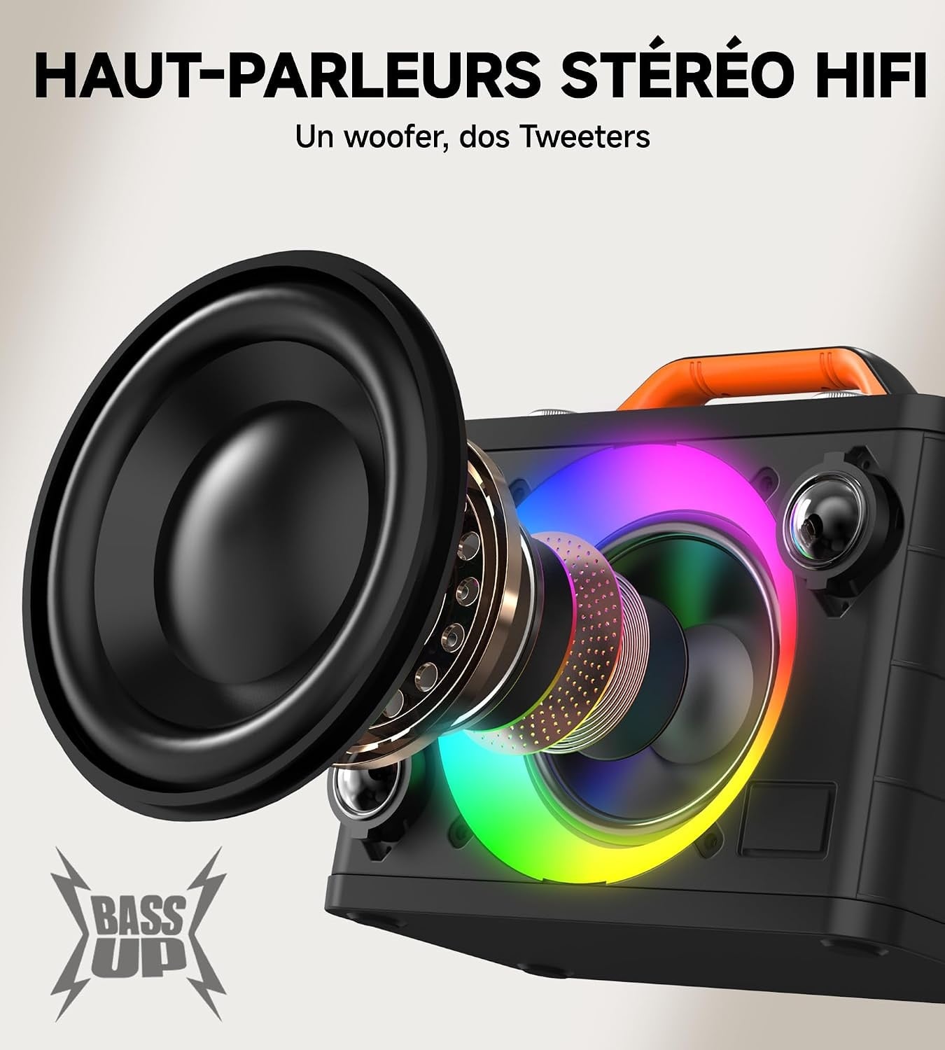 Machine de karaoké portable 2 micros sans fil RGB - 30% de remise