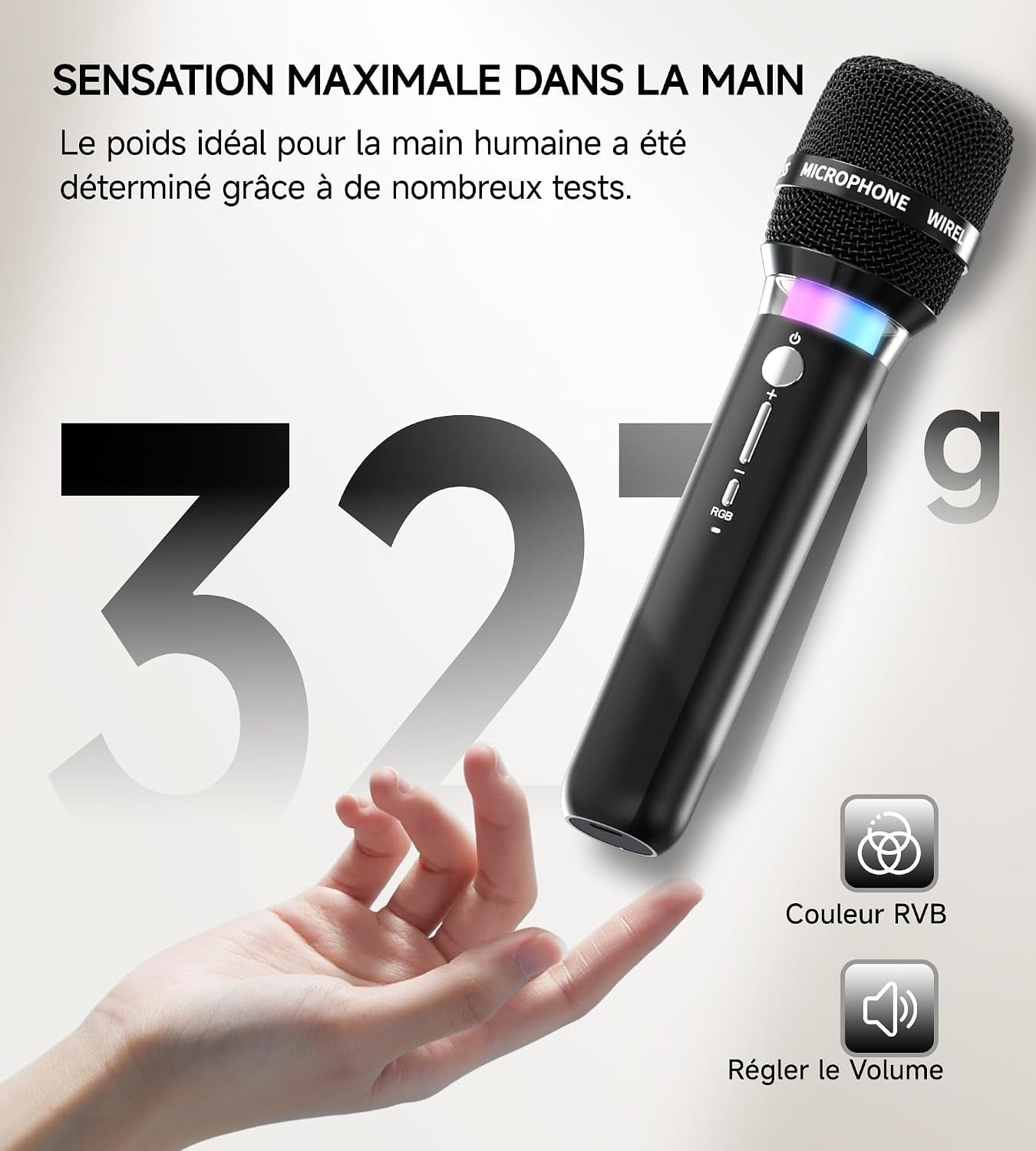 Machine de karaoké portable 2 micros sans fil RGB - 30% de remise
