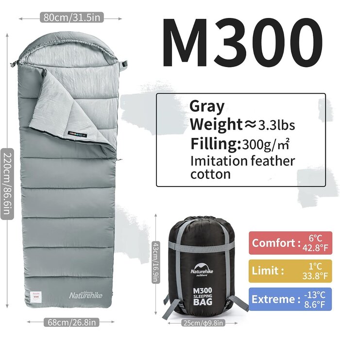 Sac de couchage 3 saisons 2,2 m x 0,8 m - Gris pierre - 32% de remise