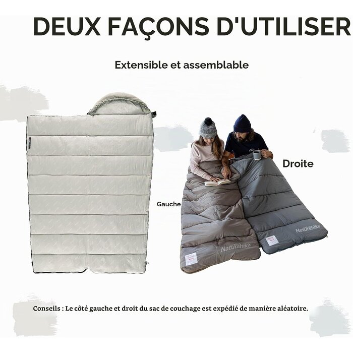 Sac de couchage 3 saisons 2,2 m x 0,8 m - Gris pierre - 32% de remise