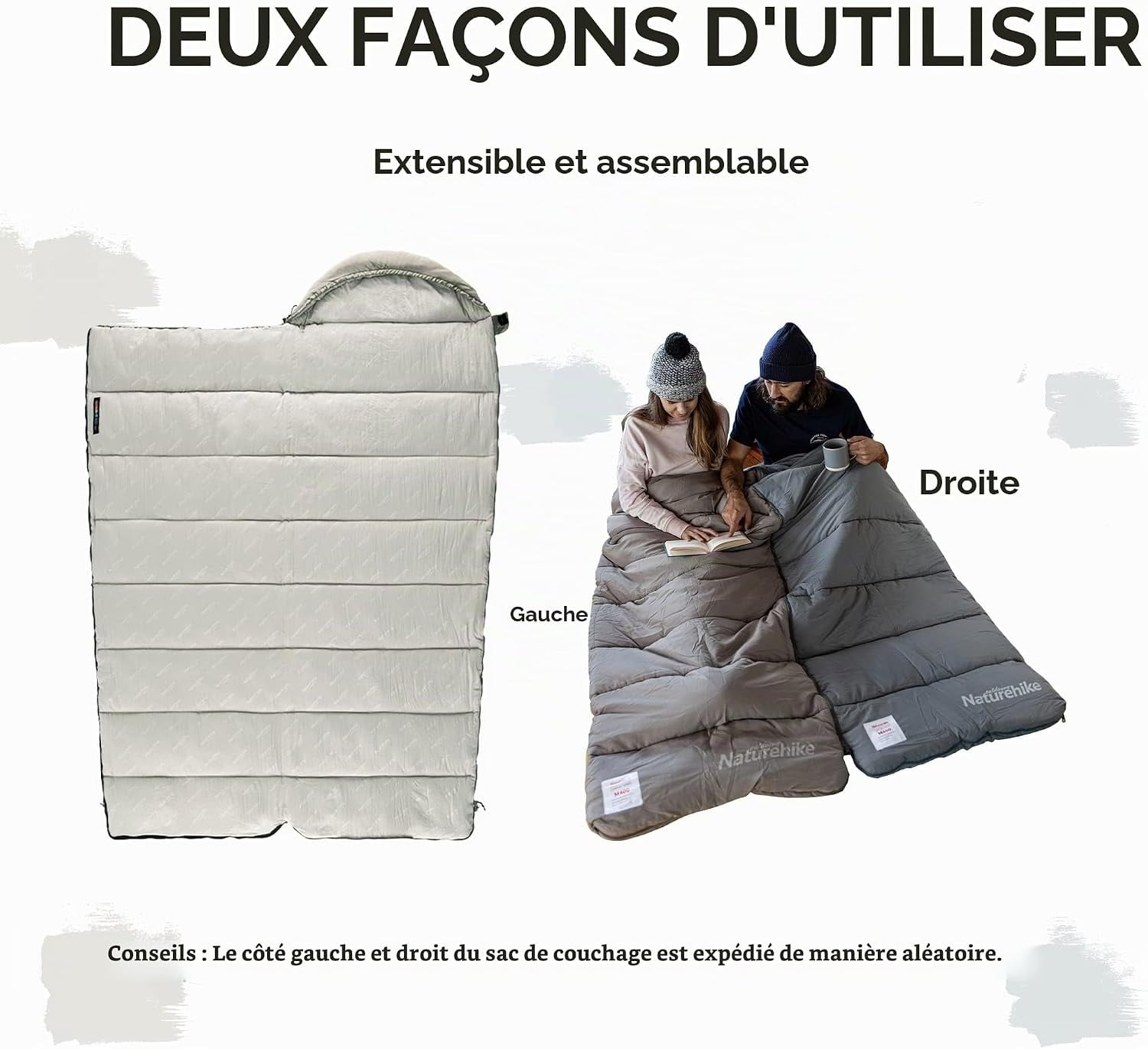 Sac de couchage 3 saisons 2,2 m x 0,8 m - Gris pierre - 32% de remise