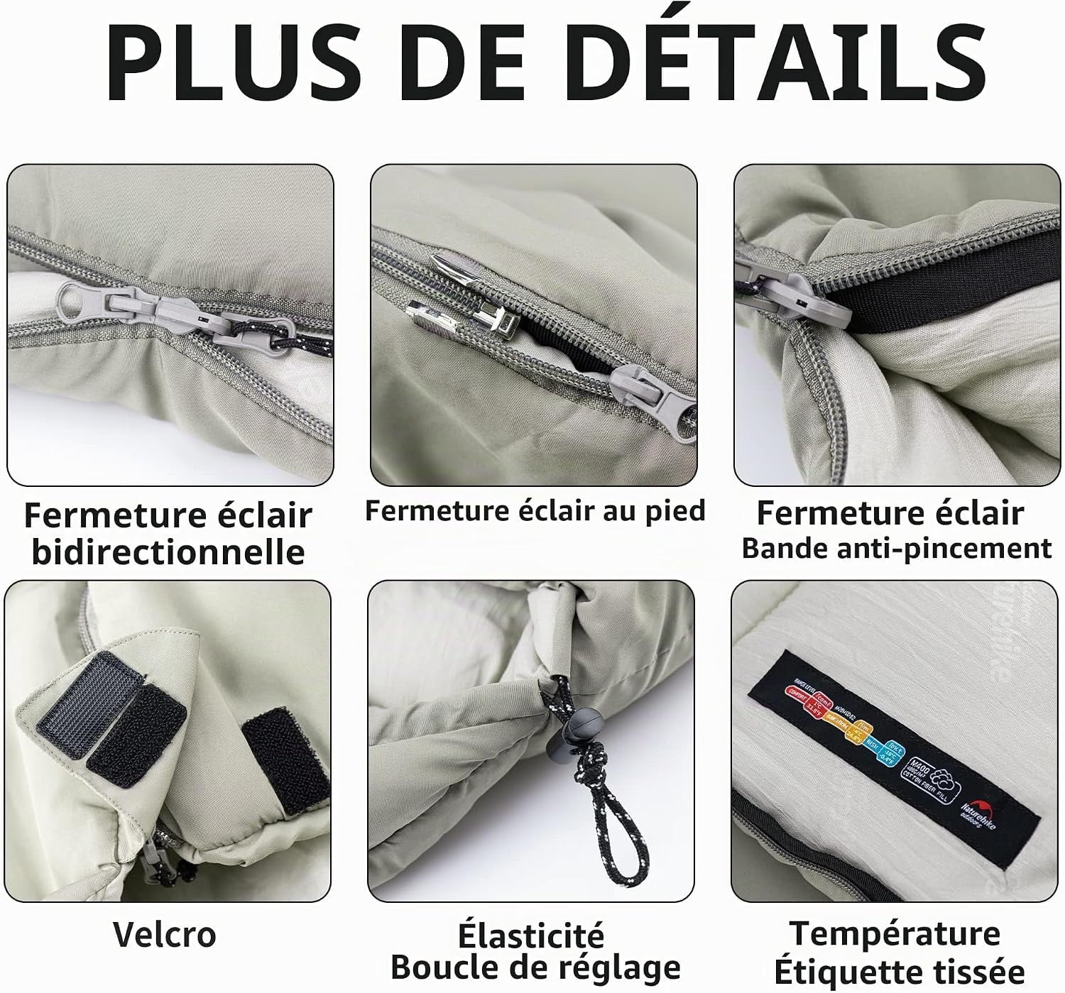 Sac de couchage 3 saisons 2,2 m x 0,8 m - Gris pierre - 32% de remise