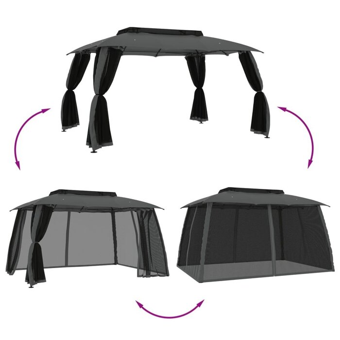 Pavillon de jardin 3,93x2,93 m Anthracite - 35% de remise