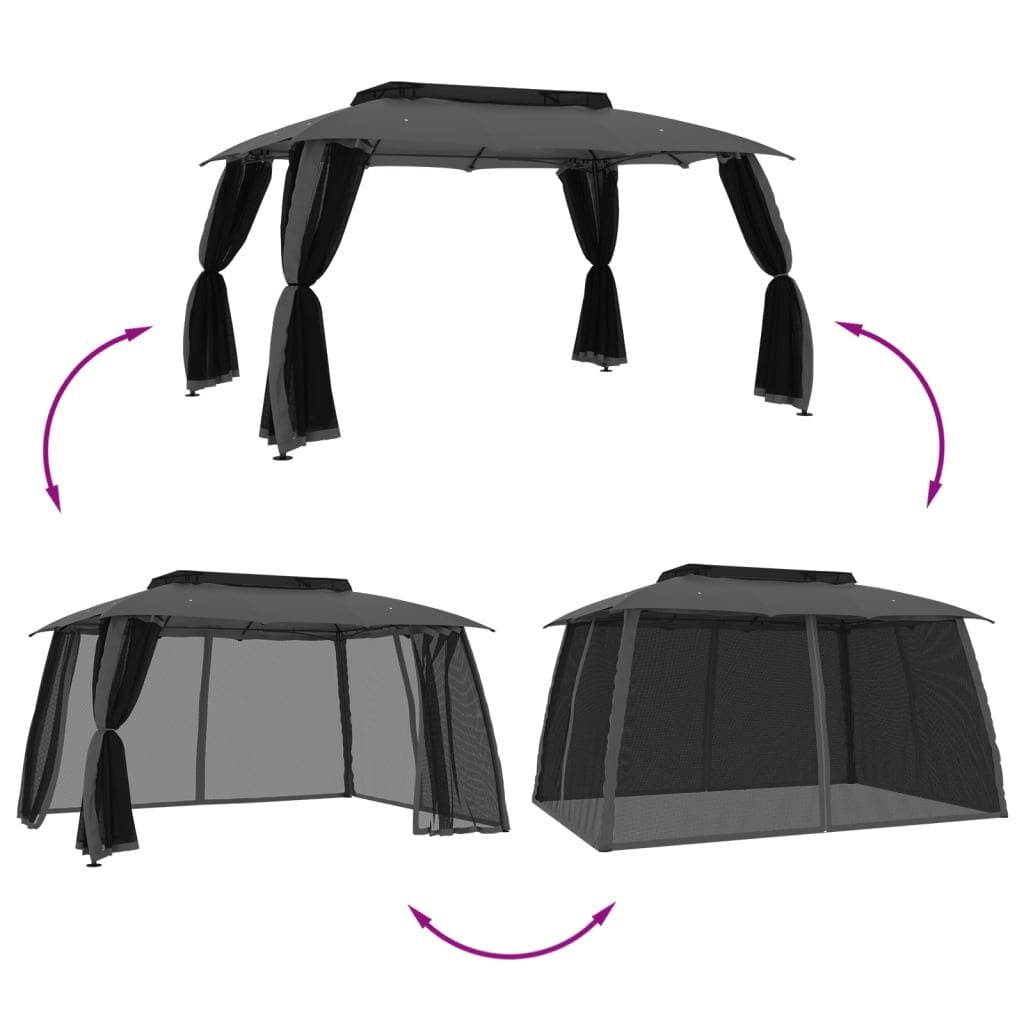 Pavillon de jardin 3,93x2,93 m Anthracite - 35% de remise
