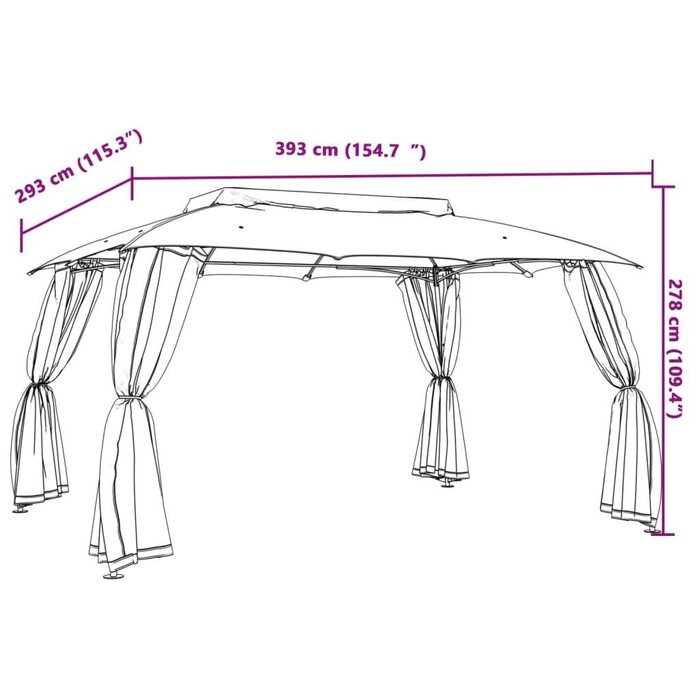 Pavillon de jardin 3,93x2,93 m Anthracite - 35% de remise