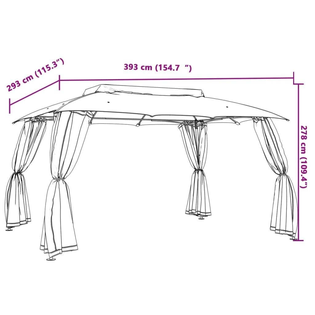 Pavillon de jardin 3,93x2,93 m Anthracite - 35% de remise