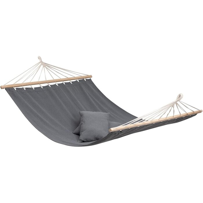 Hamac deux places avec barre en bois - Gris - 200x100 cm - 31% de remise
