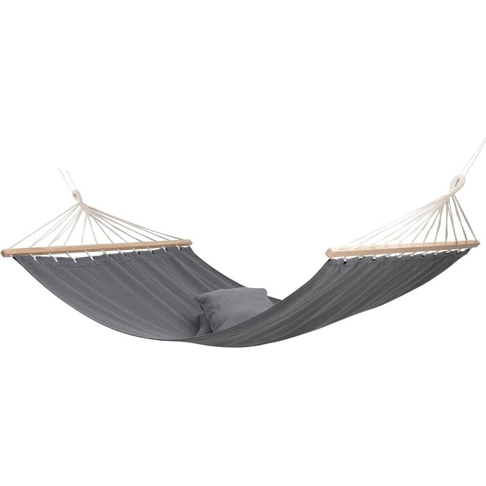 Hamac deux places avec barre en bois - Gris - 200x100 cm - 31% de remise