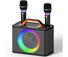 Machine à karaoké portable 2 micros sans fil - 46% de remise