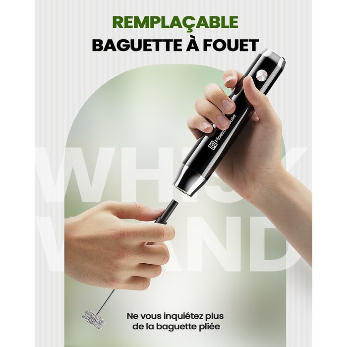 Mousseur à lait électrique rechargeable - Noir - 26% de remise