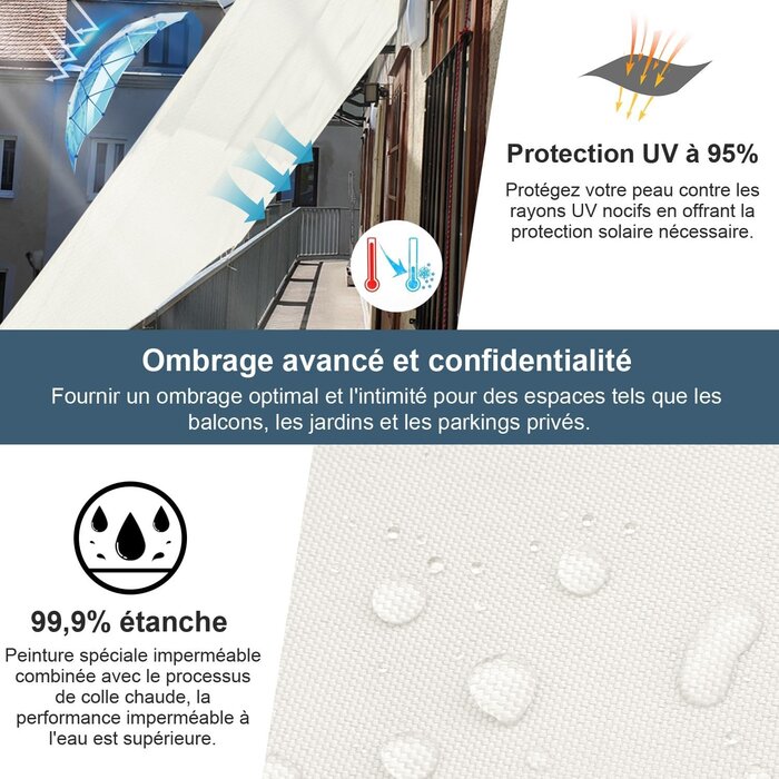 Voile d'ombrage carrée 5x5m crème - 34% de remise