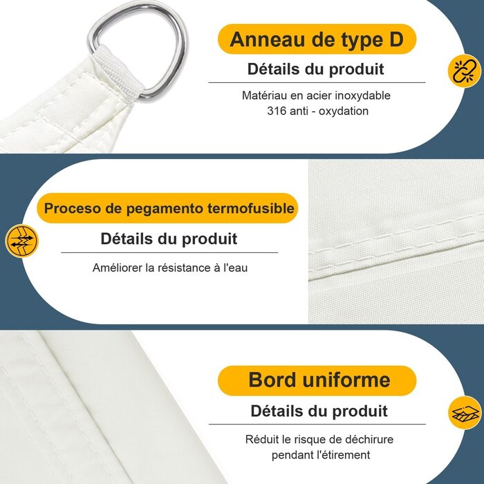 Voile d'ombrage carrée 5x5m crème - 34% de remise