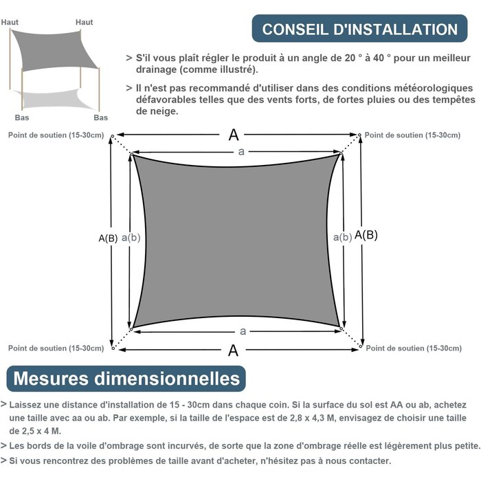 Voile d'ombrage carrée 5x5m crème - 34% de remise