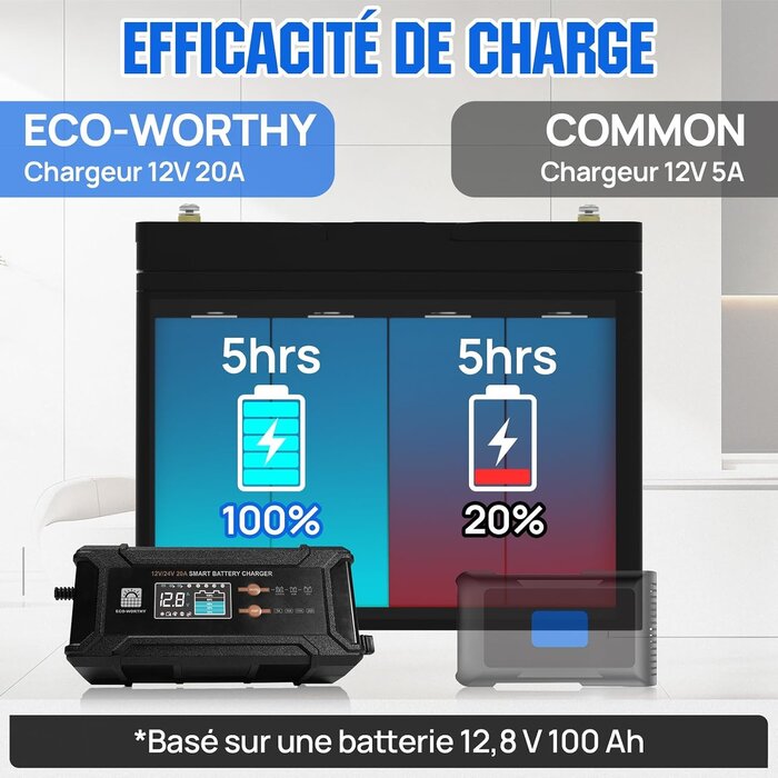 Chargeur Intelligent 12V/24V 20A - LiFePO4, AGM, Gel - 34% de remise