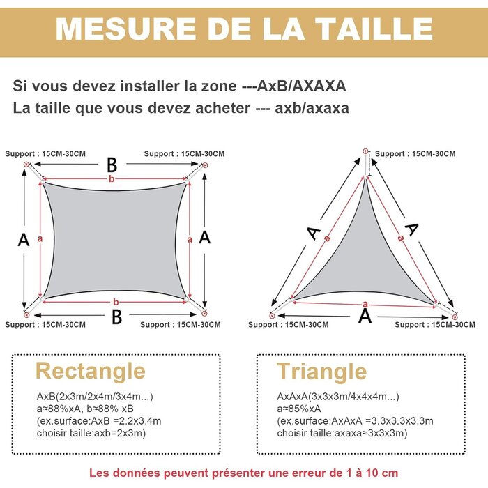 Voile d'ombrage triangulaire 5x5x7m sable - 33% de remise