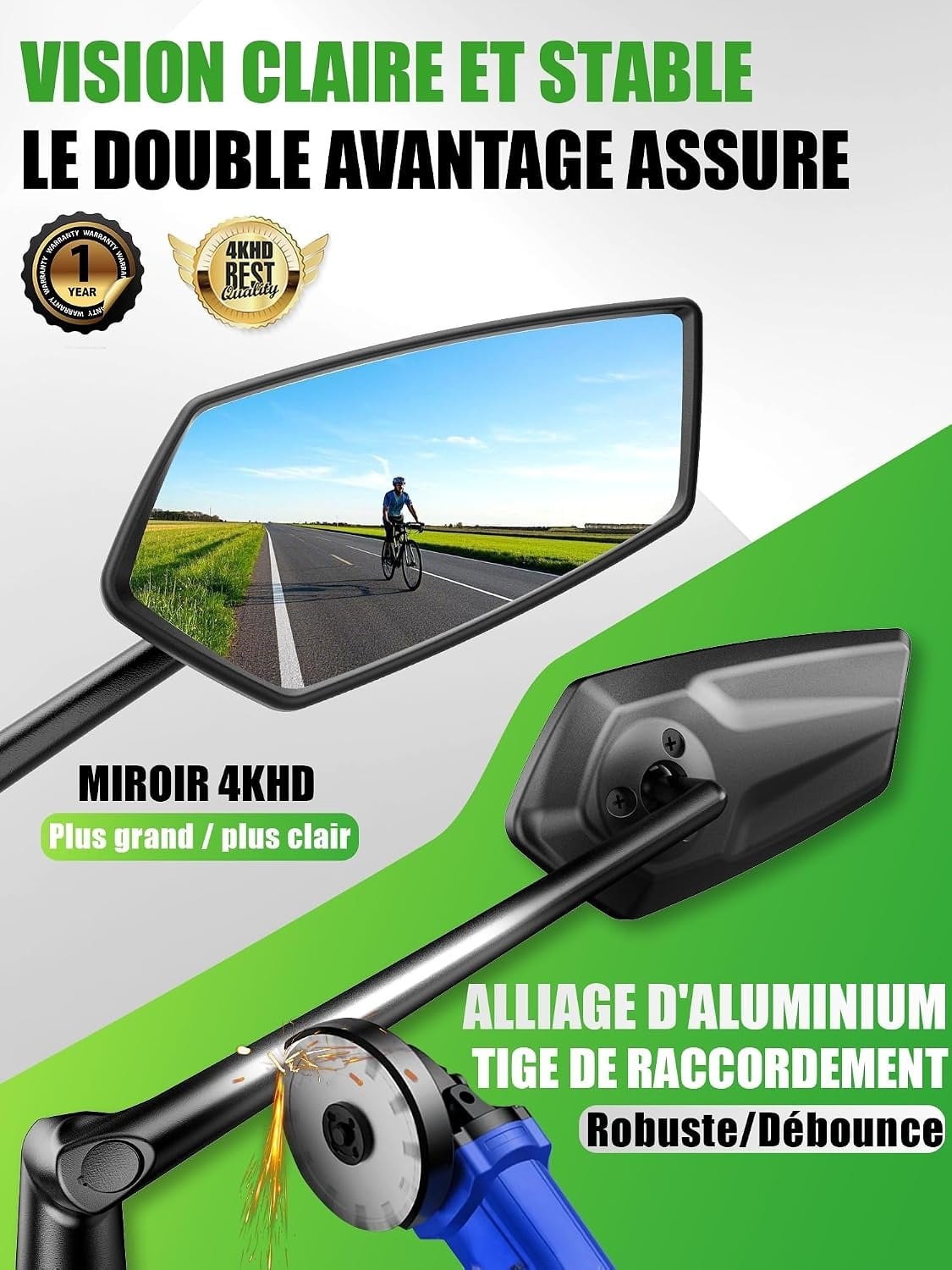 Rétroviseur Vélo Pliable 360° - Grand Angle - 32% de remise - Déballé