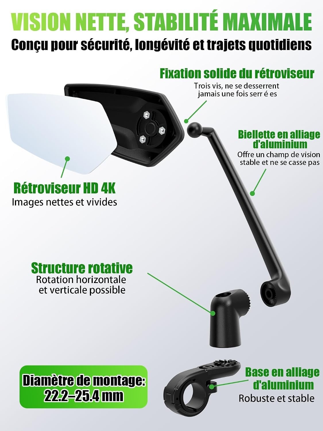 Rétroviseur Vélo Pliable 360° - Grand Angle - 32% de remise - Déballé