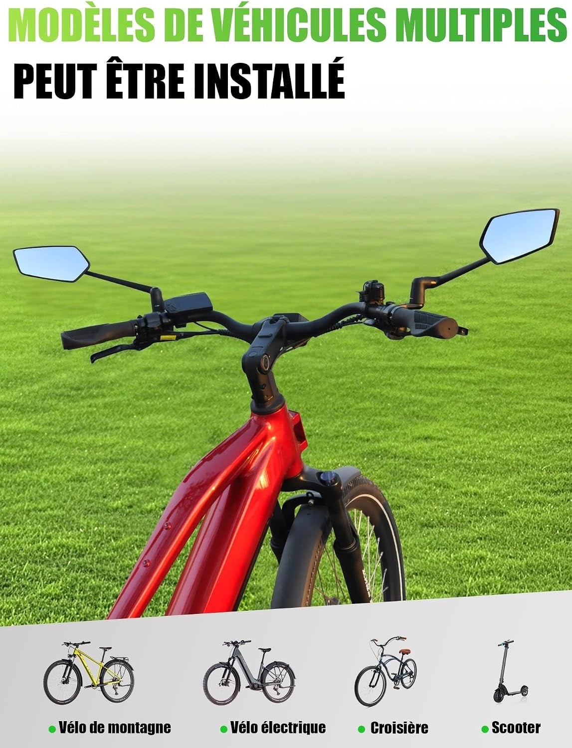 Rétroviseur Vélo Pliable 360° - Grand Angle - 32% de remise - Déballé