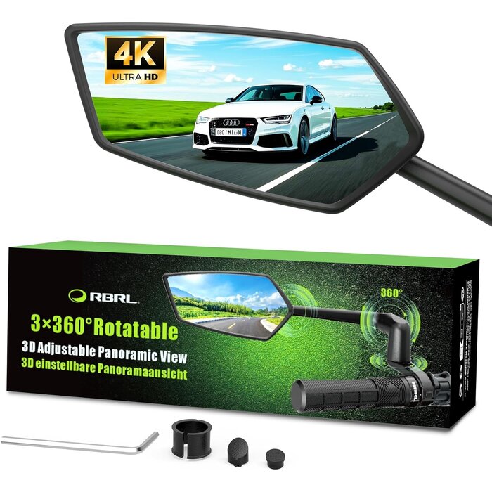 Rétroviseur Vélo Pliable 360° - Grand Angle - 32% de remise - Déballé