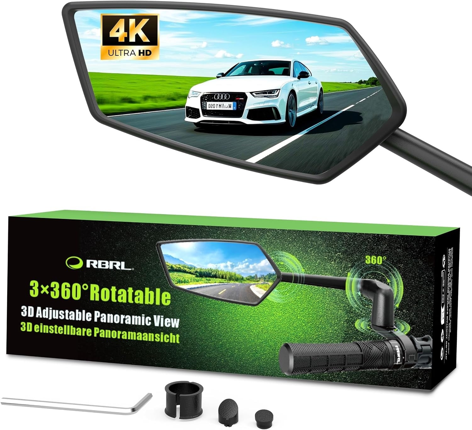 Rétroviseur Vélo Pliable 360° - Grand Angle - 32% de remise - Déballé