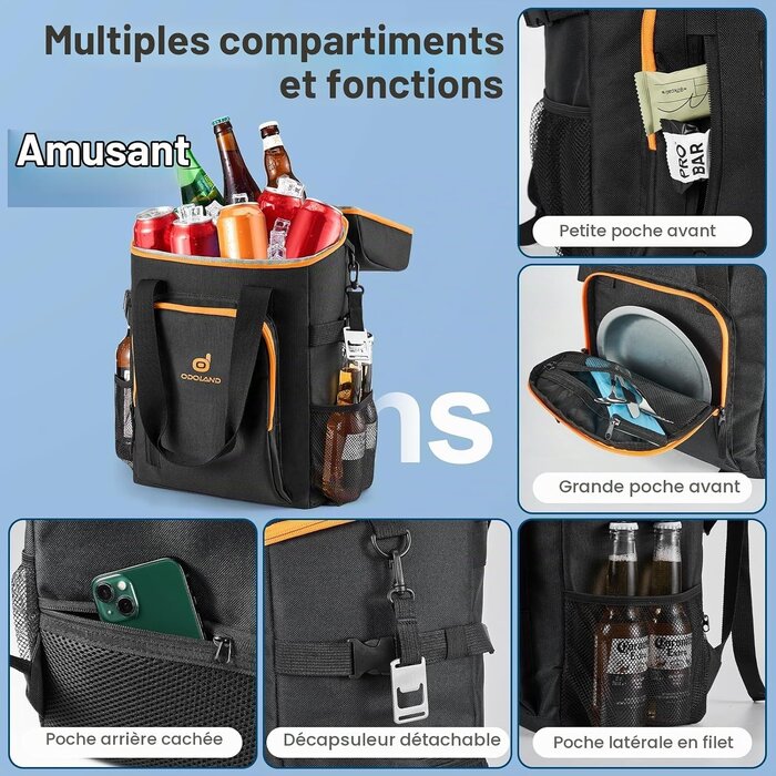 Sac à dos isotherme 22L noir - Randonnée et Pique-nique - 33% de remise