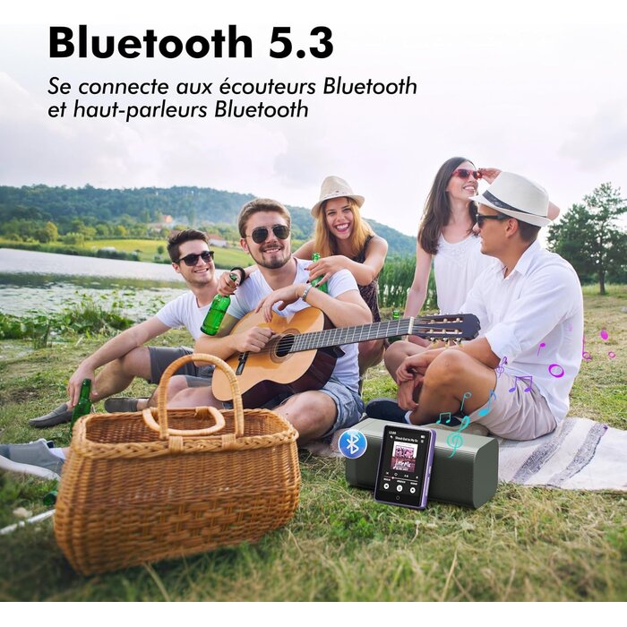 Lecteur MP3/MP4 64 Go Tactile Bluetooth 5.3 Violet - 28% de remise