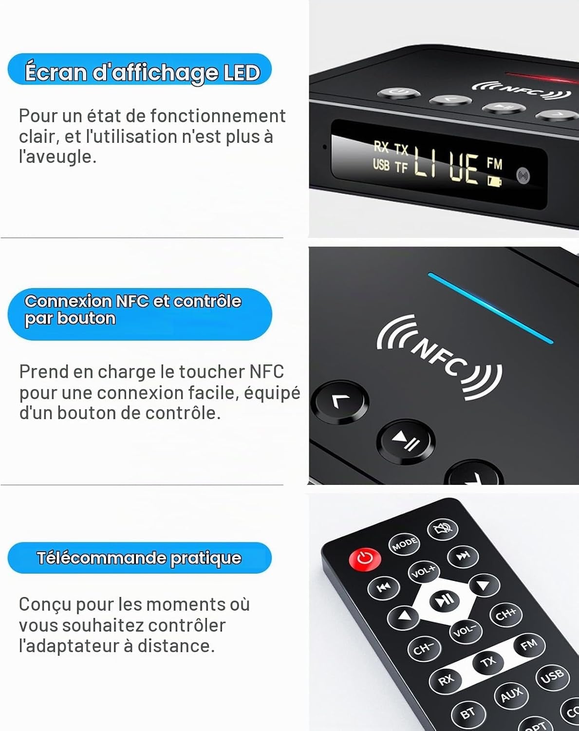 Adaptateur Audio Bluetooth 5.0 3-en-1 - 26% de remise