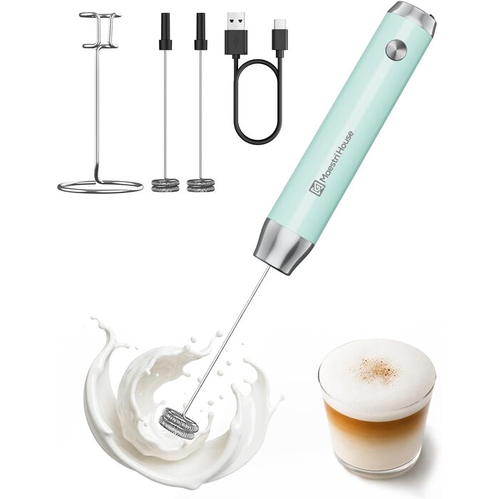 Mousseur à lait électrique rechargeable bleu - 31% de remise