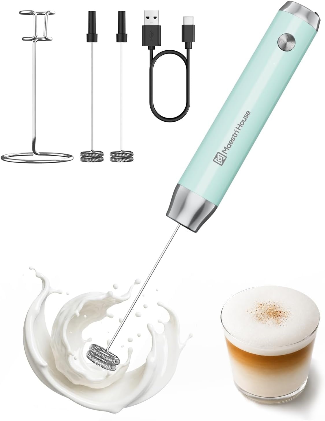 Mousseur à lait électrique rechargeable bleu - 31% de remise